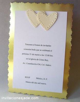Diseño con corazones para invitaciones de boda :: Tarjetas de invitación  para bodas dorada con corazón