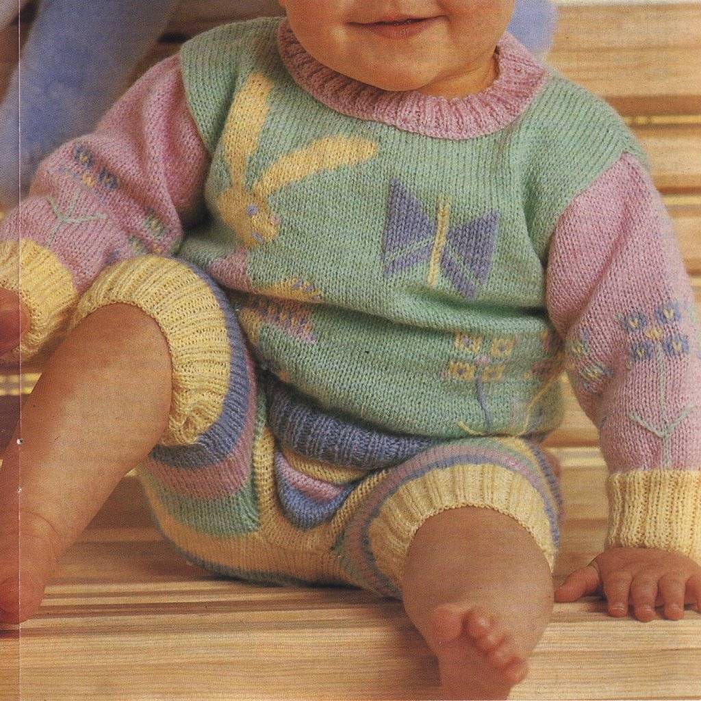 Tejidos para bebés con infantiles :: tejer un jersey de bebé con animales y flores